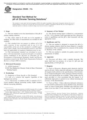 Standard Test Method for  pH of Chrome Tanning Solutions