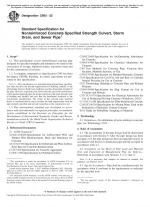 Standard Specification for Nonreinforced Concrete Specified Strength Culvert, Storm Drain, and Sewer Pipe