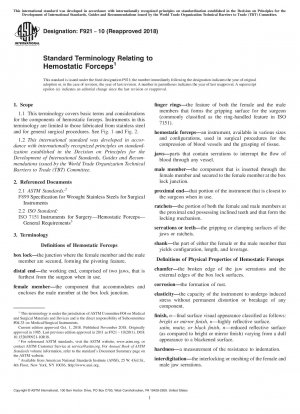 Standard Terminology Relating to Hemostatic Forceps