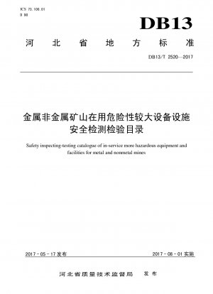 Safety inspection and inspection catalog of equipment and facilities with high risk in use in metal and nonmetal mines