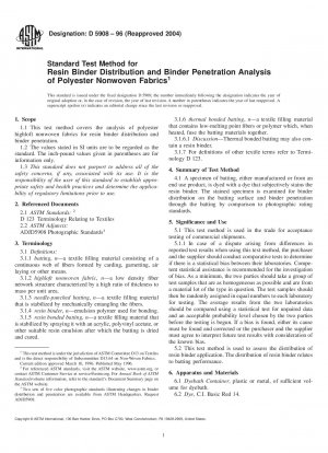 Standard Test Method for Resin Binder Distribution and Binder Penetration Analysis of Polyester Nonwoven Fabrics 