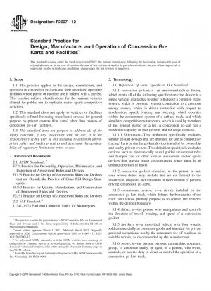 Standard Practice for Design, Manufacture, and Operation of Concession Go-Karts and Facilities