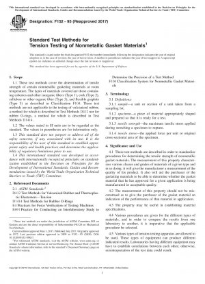 Standard Test Methods for  Tension Testing of Nonmetallic Gasket Materials