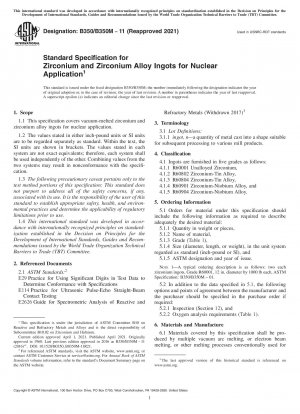 Standard Specification for Zirconium and Zirconium Alloy Ingots for Nuclear Application