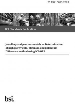 Jewellery and precious metals. Determination of high purity gold, platinum and palladium. Difference method using ICP-OES