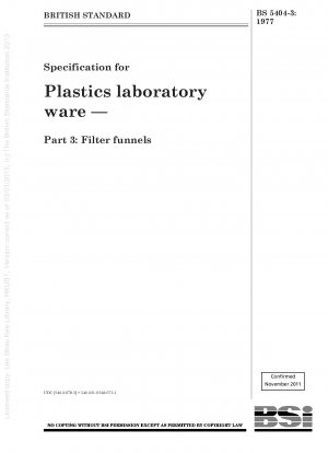 Specification for Plastics laboratory ware — Part 3 : Filter funnels