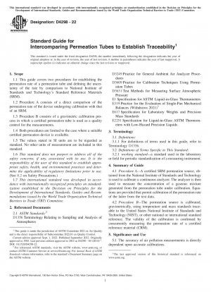 Standard Guide for Intercomparing Permeation Tubes to Establish Traceability