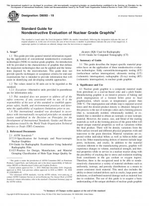 Standard Guide for Nondestructive Evaluation of Nuclear Grade Graphite