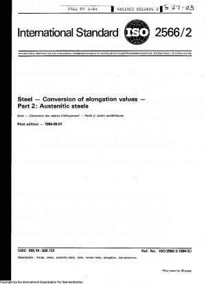 Steel; Conversion of elongation values; Part 2 : Austenitic steels