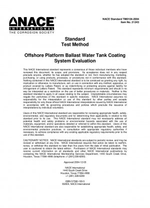 Offshore Platform Ballast Water Tank Coating System Evaluation (Item No:21243)
