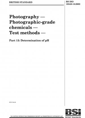Photography - Photographic-grade chemicals - Test methods - Determination of pH