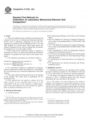 Standard Test Methods for Calibration of Laboratory Mechanical-Rammer Soil Compactors