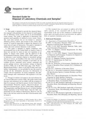 Standard Guide for Disposal of Laboratory Chemicals and Samples