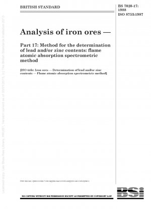 Iron ores; Determination of lead and/or zinc content; Flame atomic absorption spectrometric method