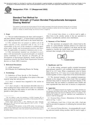 Standard Test Method for Shear Strength of Fusion Bonded Polycarbonate Aerospace Glazing Material
