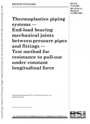 Thermoplastics piping systems — End - load bearing mechanical joints between pressure pipes and fittings — Test method for resistance to pull - out under constant longitudinal force