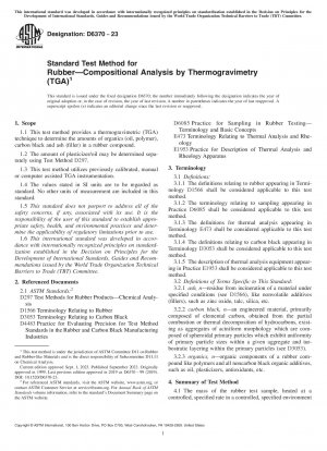 Standard Test Method for Rubber—Compositional Analysis by Thermogravimetry (TGA)