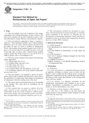 Standard Test Method for Performance of Open Vat Fryers