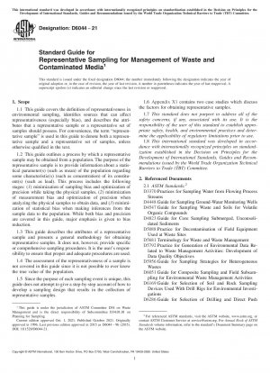 Standard Guide for Representative Sampling for Management of Waste and Contaminated Media