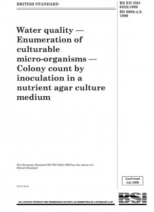 Water quality — Enumeration of culturable micro - organisms — Colony count by inoculation in a nutrient agar culture medium