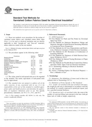 Standard Test Methods for Varnished Cotton Fabrics Used for Electrical Insulation