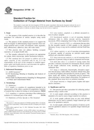 Standard Practice for Collection of Fungal Material from Surfaces by Swab