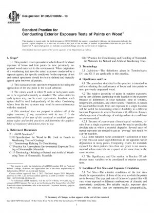 Standard Practice for Conducting Exterior Exposure Tests of Paints on Wood