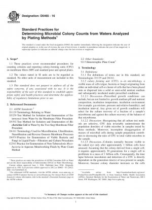 Standard Practices for  Determining Microbial Colony Counts from Waters Analyzed by  Plating Methods