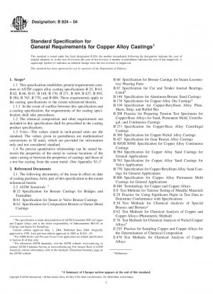 Standard Specification for General Requirements for Copper Alloy Castings