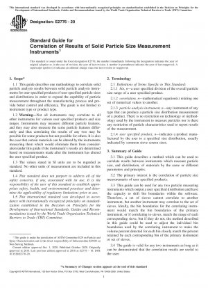 Standard Guide for Correlation of Results of Solid Particle Size Measurement Instruments