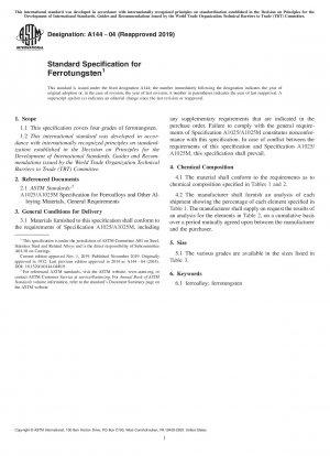Standard Specification for Ferrotungsten
