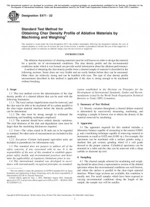 Standard Test Method for Obtaining Char Density Profile of Ablative Materials by Machining and Weighing