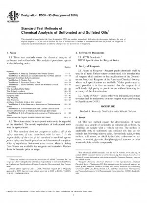 Standard Test Methods of Chemical Analysis of Sulfonated and Sulfated Oils