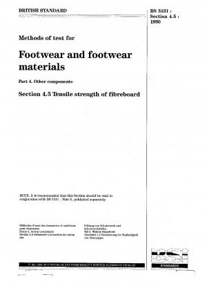 Methods of test for footwear and footwear materials - Other components - Tensile strength of fibreboard
