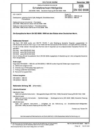 Optics and optical instruments - Focimeters (ISO 8598:1996); German version EN ISO 8598:1998