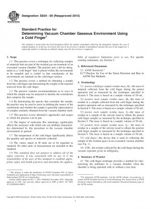 Standard Practice for Determining Vacuum Chamber Gaseous Environment Using a Cold  Finger