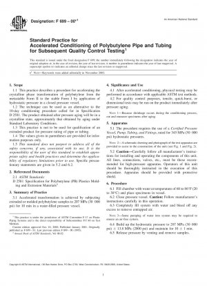 Standard Practice for Accelerated Conditioning of Polybutylene Pipe and Tubing for Subsequent Quality Control Testing