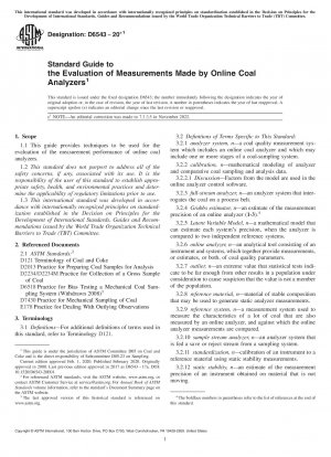 Standard Guide to the Evaluation of Measurements Made by Online Coal Analyzers
