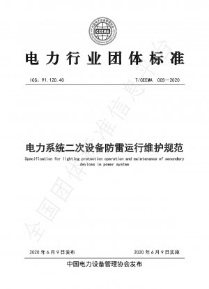 Specification for lighting protection operation and maintenance of secondary devices in power system