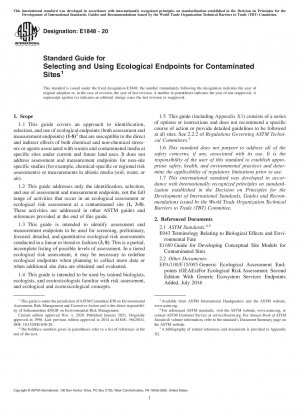Standard Guide for Selecting and Using Ecological Endpoints for Contaminated Sites