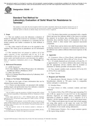Standard Test Method for Laboratory Evaluation of Solid Wood for Resistance to Termites