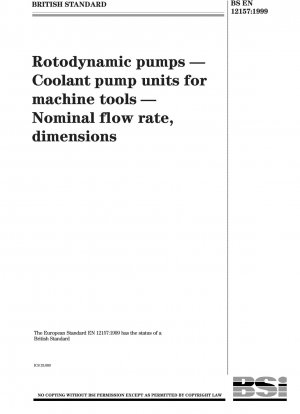 Rotodynamic pumps - Coolant pump units for machine tools - Nominal flow rate, dimensions