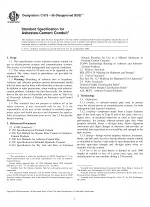 Standard Specification for Asbestos-Cement Conduit
