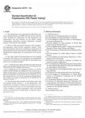 Standard Specification for  Polyethylene (PE) Plastic Tubing