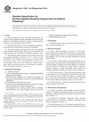 Standard Specification for  Surface-Applied Bonding Compounds for Exterior Plastering