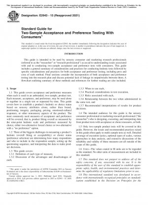 Standard Guide for Two-Sample Acceptance and Preference Testing With Consumers