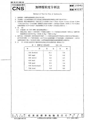 Anthracite particle size analysis method