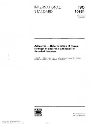 Adhesives; determination of torque strength of anaerobic adhesives on threaded fasteners