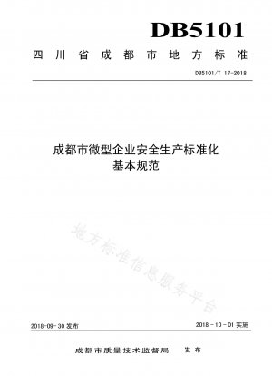 Basic norms of safety production standardization for micro-enterprises in Chengdu