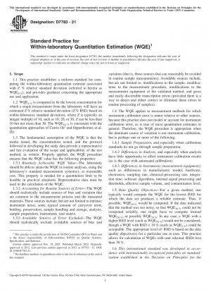 Standard Practice for Within-laboratory Quantitation Estimation (WQE)